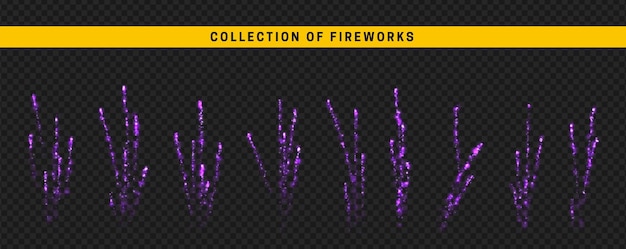 Vuurwerk lichten. Vuurwerk explosies. Set van lichteffecten realistisch ontwerp. vectorillustratie