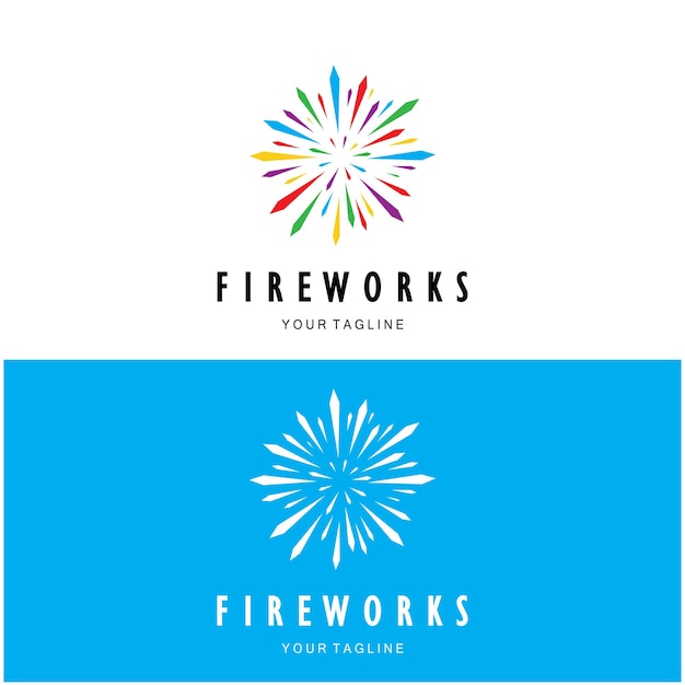 Vuurwerk logo ontwerp met creatieve kleurrijke vonken in moderne stijl logo