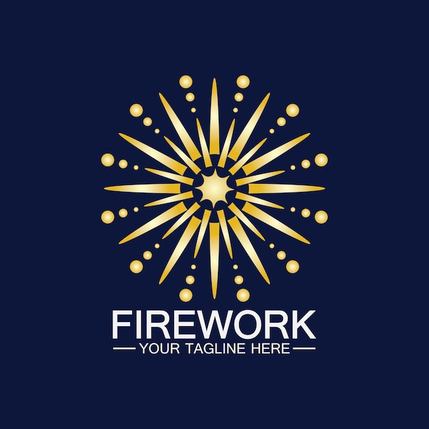 Vuurwerk logo ontwerp vector sjabloon