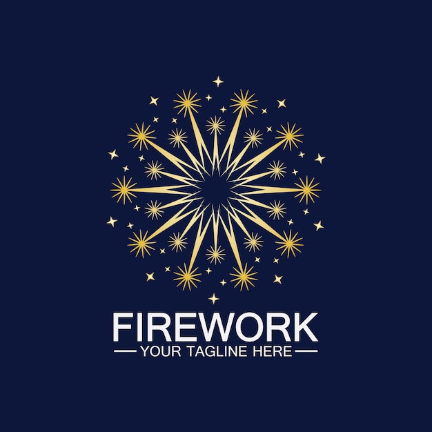 Vuurwerk logo ontwerp vector sjabloon