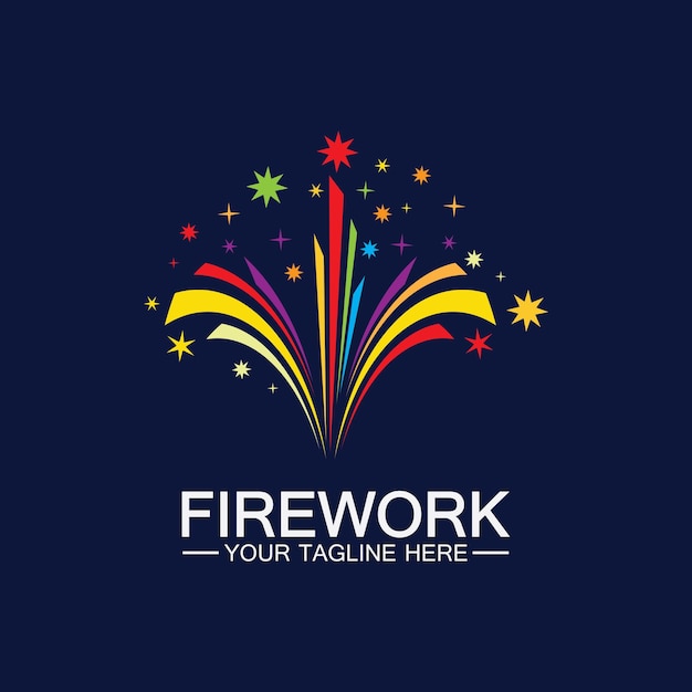 Vuurwerk logo ontwerp vector sjabloon