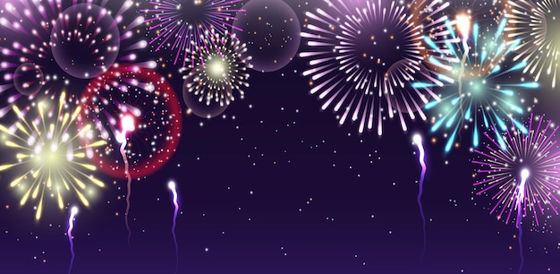 vuurwerk met vuurwerk voor het nieuwe jaar
