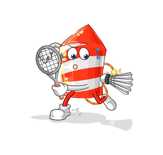 Vuurwerk raket spelen badminton illustratie karakter vector