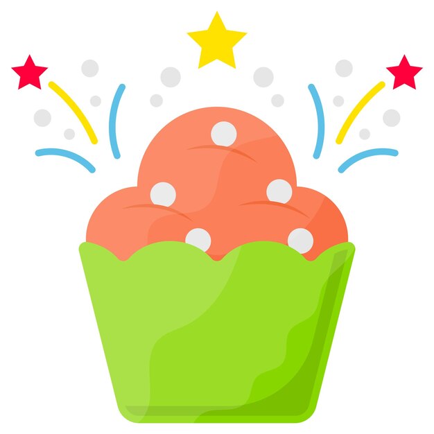 Vuurwerk Vanille Cupcakes Concept Vector Kleur Icon Design Feesten Symbool Wintervakantie