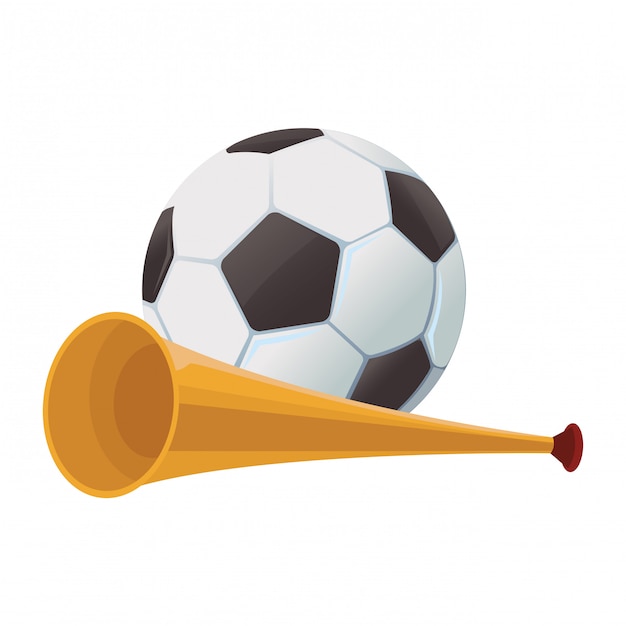 Vuvuzela trompet en voetbal