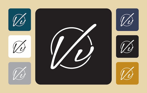Vv в круге V vd в круге начальный почерк Vv начальный почерк подпись шаблон логотипа вектор ручной надписи для дизайна или для идентификации