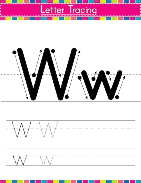 W alphabet tracing worksheet