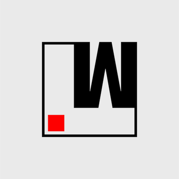 W brand name initial letter icon LW monogram