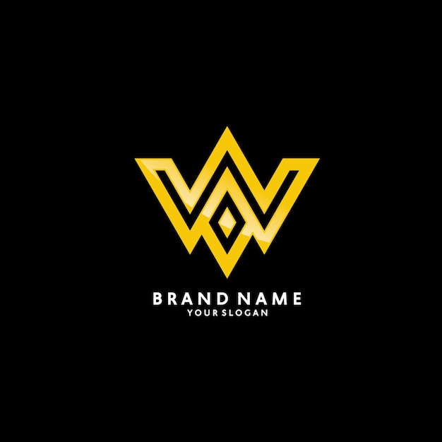 W brief Monogram gouden Logo ontwerp Vector