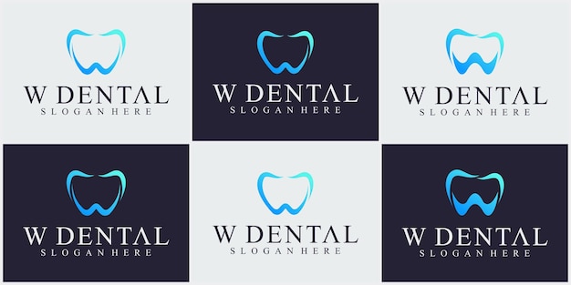 ベクトル w dental logo simple dental logo design 歯科医のロゴ 歯科医院のロゴ 歯科医