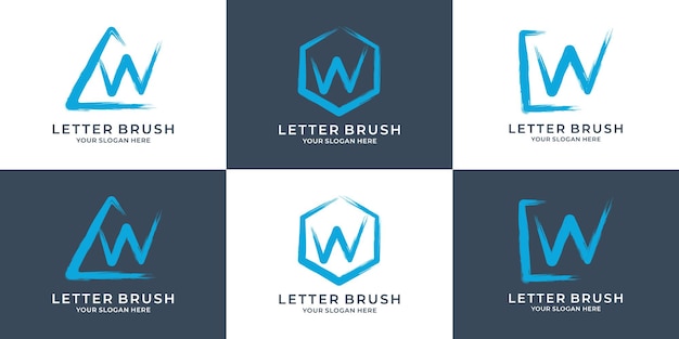 W eerste letter inktborstel-logo voor bedrijfs- en merkinspiratie-logo
