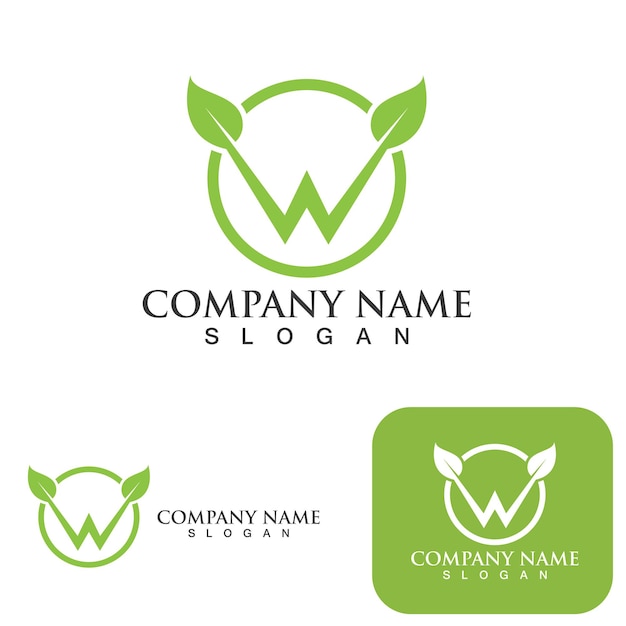 W green leaf ecology logo nature element vector