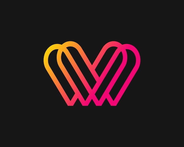 W heart modern monogram logo ontwerp sjabloon