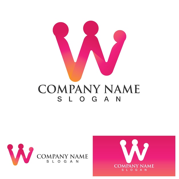 W initial Family care logo and symbol vector