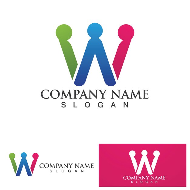 W initial Family care logo and symbol vector