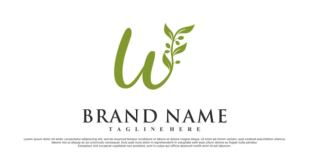 W latter logo design with nature beauty Premium Vector