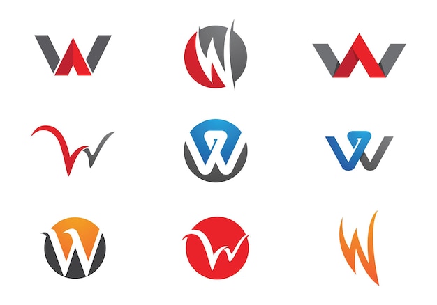 W lettera logo business template vector icon