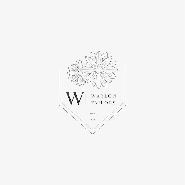 W letter logo met creatief bloemenconcept voor bedrijfsschoonheid, onroerend goed premium vector