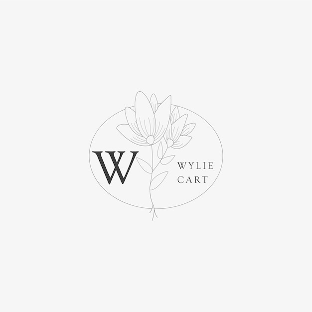 W Letter Logo met creatief bloemenconcept voor bedrijfsschoonheid, onroerend goed Premium Vector