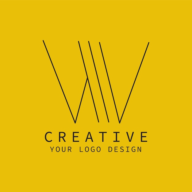 W letter logo minimal logo w letter logo with black lines design line letter symbol vector illust