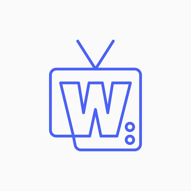 W letter mark kanaal televisie tv logo vector pictogram illustratie