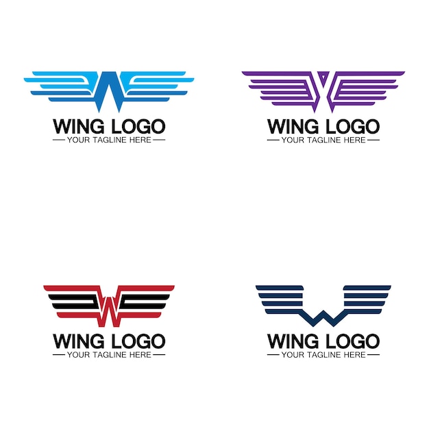 W letter for wings logo design combination w letter and wings