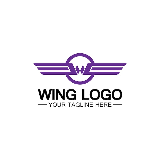 翼のロゴ デザインの組み合わせ w 文字と翼の W 文字