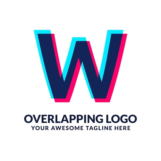 W levendige en kleurrijke overlay overlap letter logo alfabet pictogram illustratie