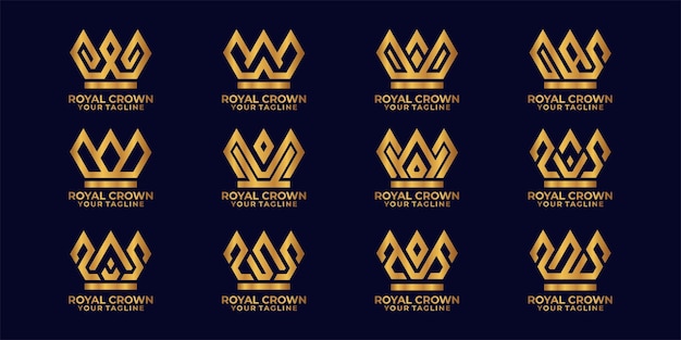 W logo vector kroon ontwerp
