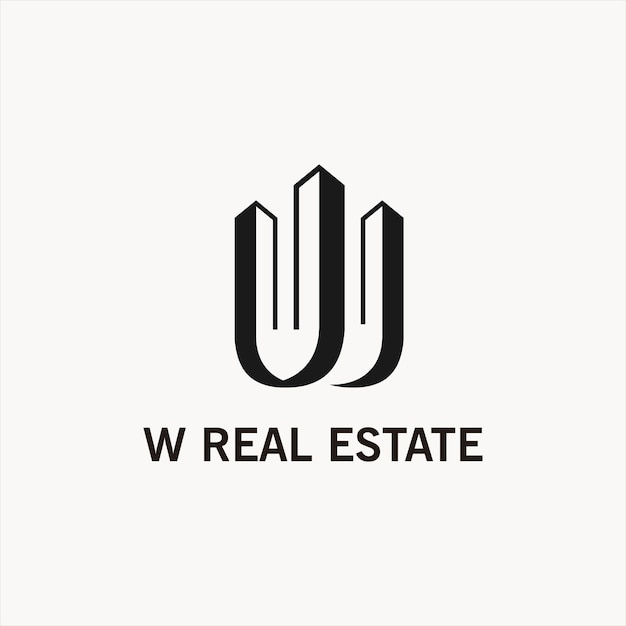 W real estate logo icona home logo