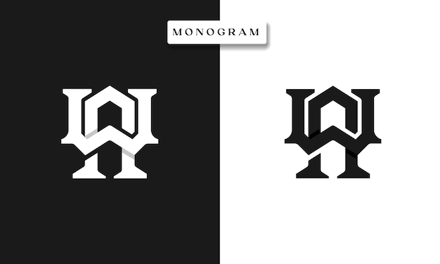 Wa aw wa monogram logo sjabloon vectorillustratie geïsoleerd in zwart witte achtergrond