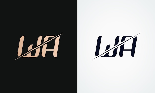 Vector wa letter logo design vector template gouden en zwarte letter wa logo design