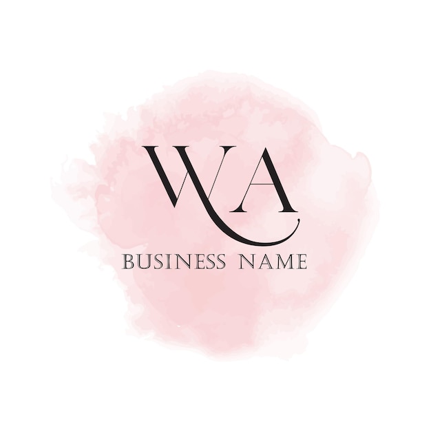 WA レター ピンク スモーク イニシャル 水彩 ロゴ