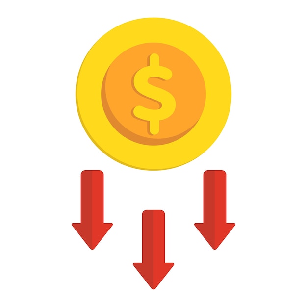 Waarde van geld stijgende en dalende platte pictogram geïsoleerd op witte achtergrond vectorillustratie