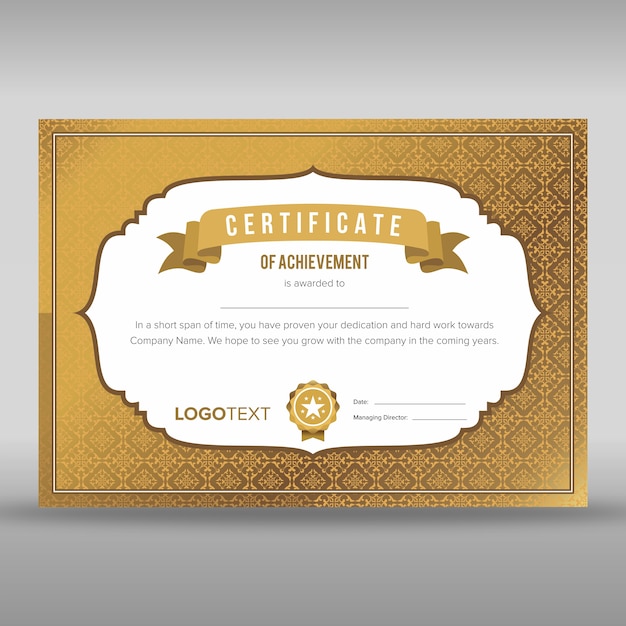 Waardering certificaatsjablonen met gouden patroon Vintage stijl