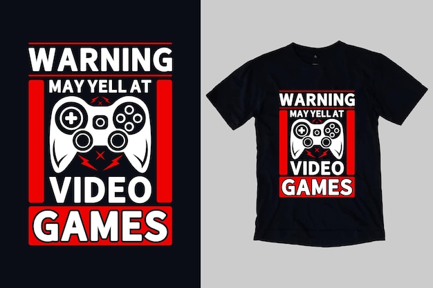 Waarschuwing kan schreeuwen bij gaming typografie en vector T-shirt ontwerpsjabloon videogame shirts