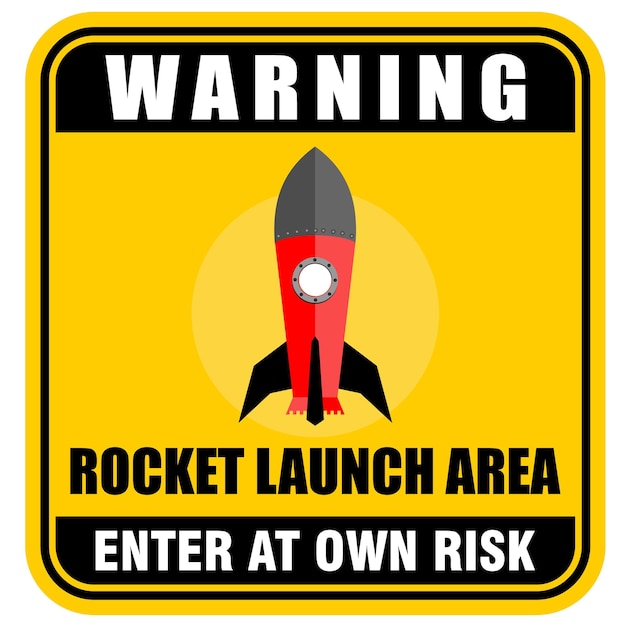 Vector waarschuwing, raketlanceringsgebied, stickervector