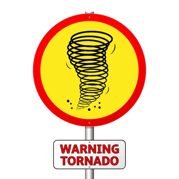 Waarschuwing tornado verkeersbord vector illustratie