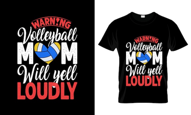 Waarschuwing volleybal moeder zal schreeuwen kleurrijke grafische t-shirt moedersdag t-shirt ontwerp