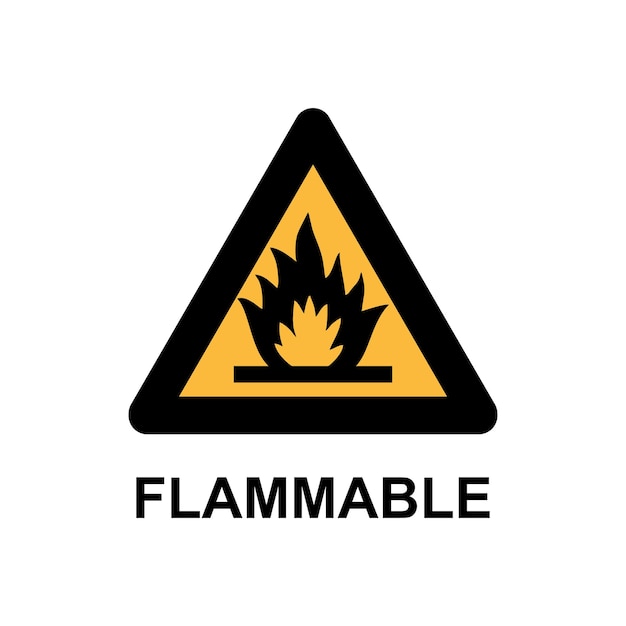 Waarschuwing voor ontvlambare materialen Waarschuwingssymbool Vector illustratie waarschuwingsbord