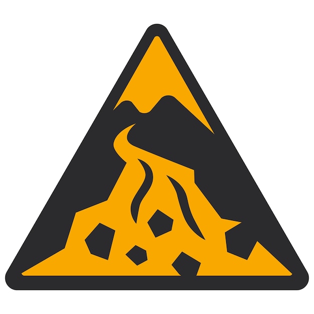 Vector waarschuwingspictogram waarschuwing debris flow zone iso 7010 w076