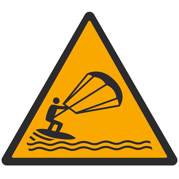 Waarschuwingspictogram WAarschuwingswaarschuwing KITE SURFING ISO 7010 W062