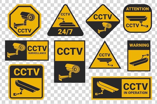 Waarschuwingsstickers instellen voor beveiligingsalarm cctv-camerabewaking