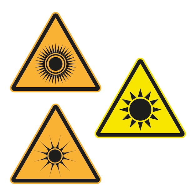 Vector waarschuwingsteken voor ogen gevaar voor zon waarschuwing voor ultraviolette straling bescherming tegen helder licht vector