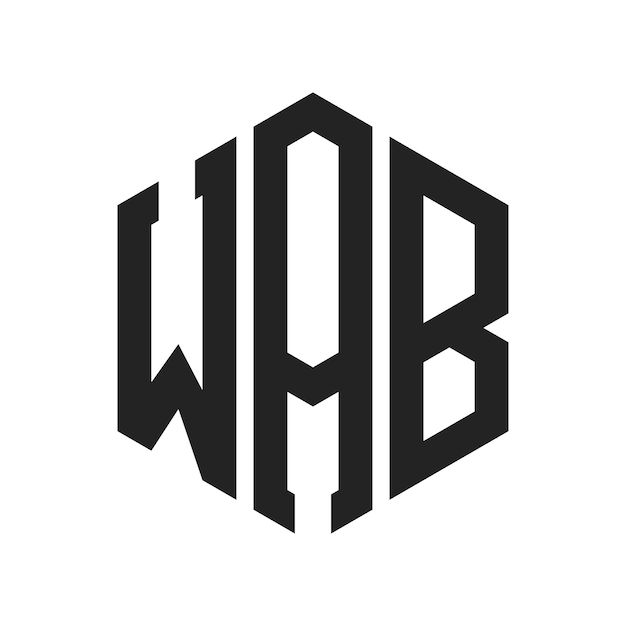 ロゴのデザイン: 文字: WAB モノグラム ロゴは六角形の形を用いて作られています