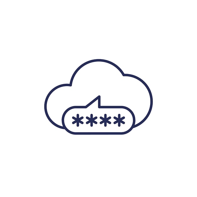 Wachtwoordtoegang tot een lijnvector van een cloudpictogram