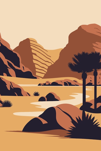 Vector wadi rum jordanië retro posters beroemde woestijnen van de wereld