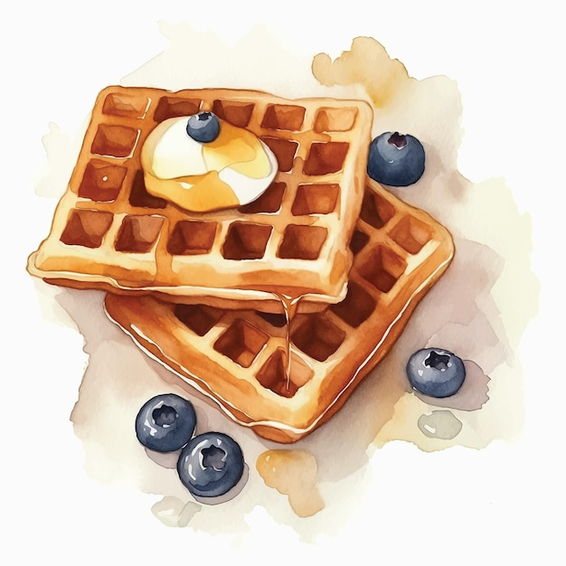 Wafels met bosbessen aquarelverf