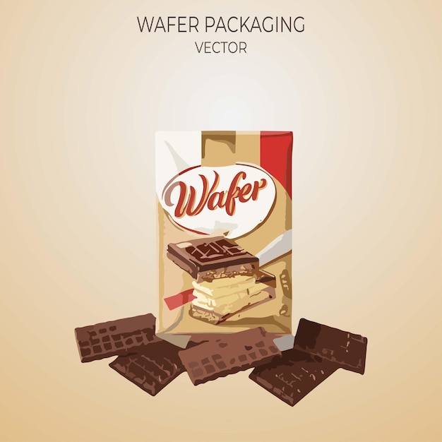 Vector wafer chocolate biscuit's packaging design generative ai