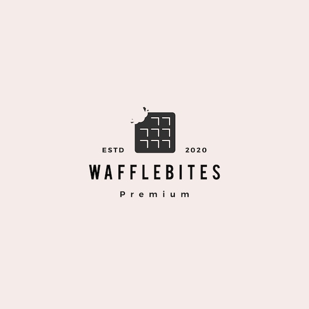 Vector waffle bites logo hipster retro vintage